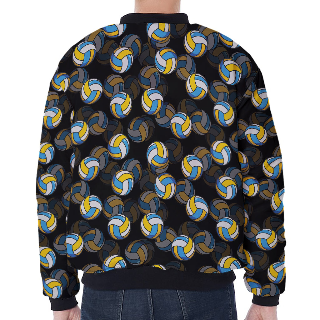 Volleyball Pattern Print Zip Sleeve Bomber Jacket