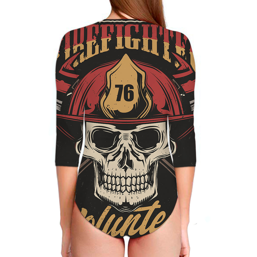 Volunteer Firefighter Print Long Sleeve Swimsuit