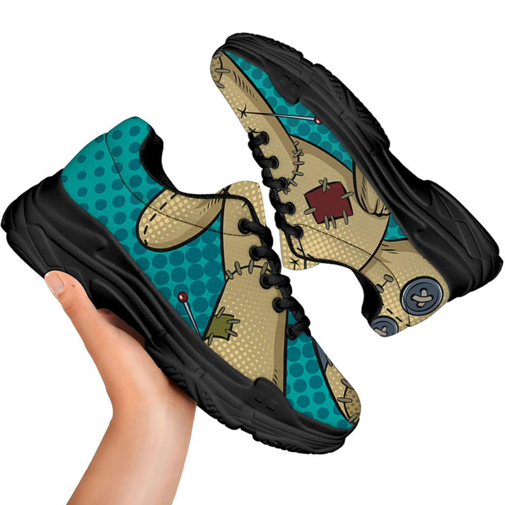 Voodoo Doll Print Black Chunky Shoes
