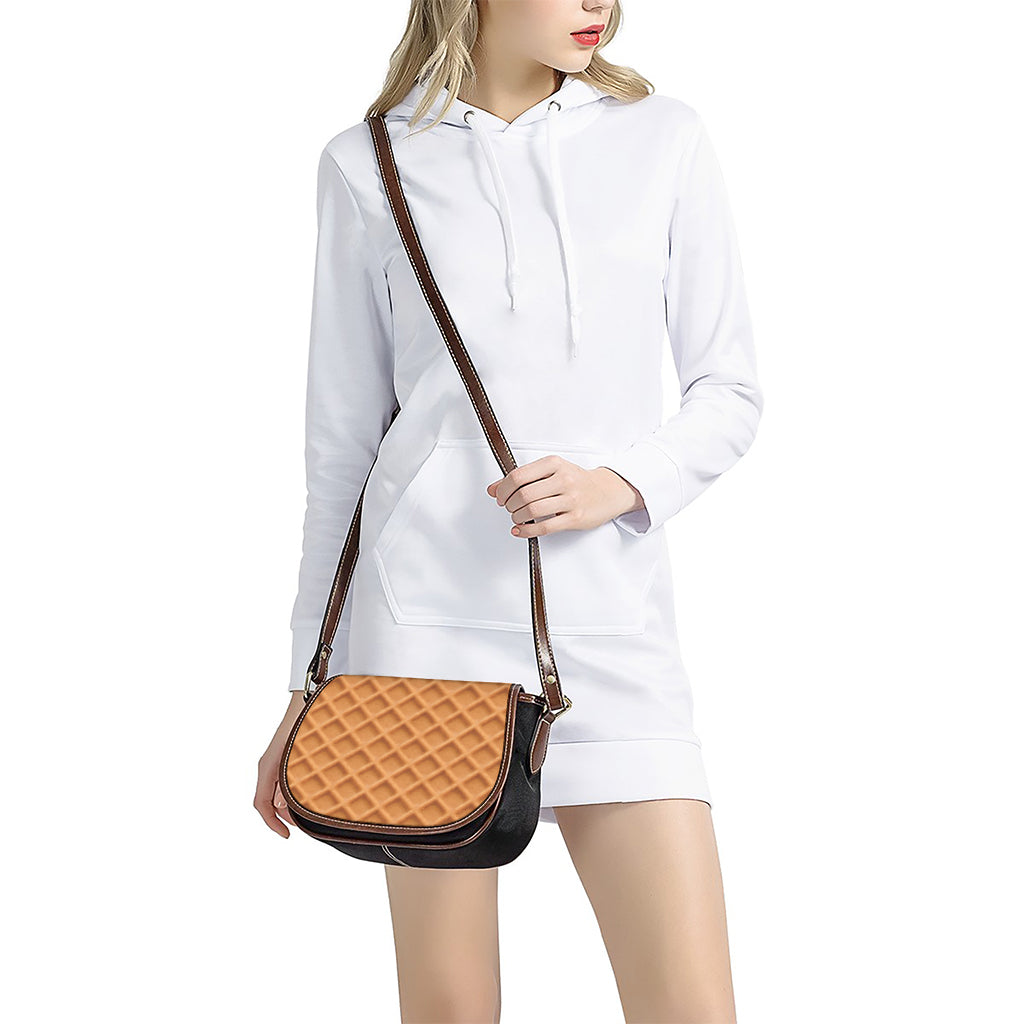 Waffle Pattern Print Saddle Bag