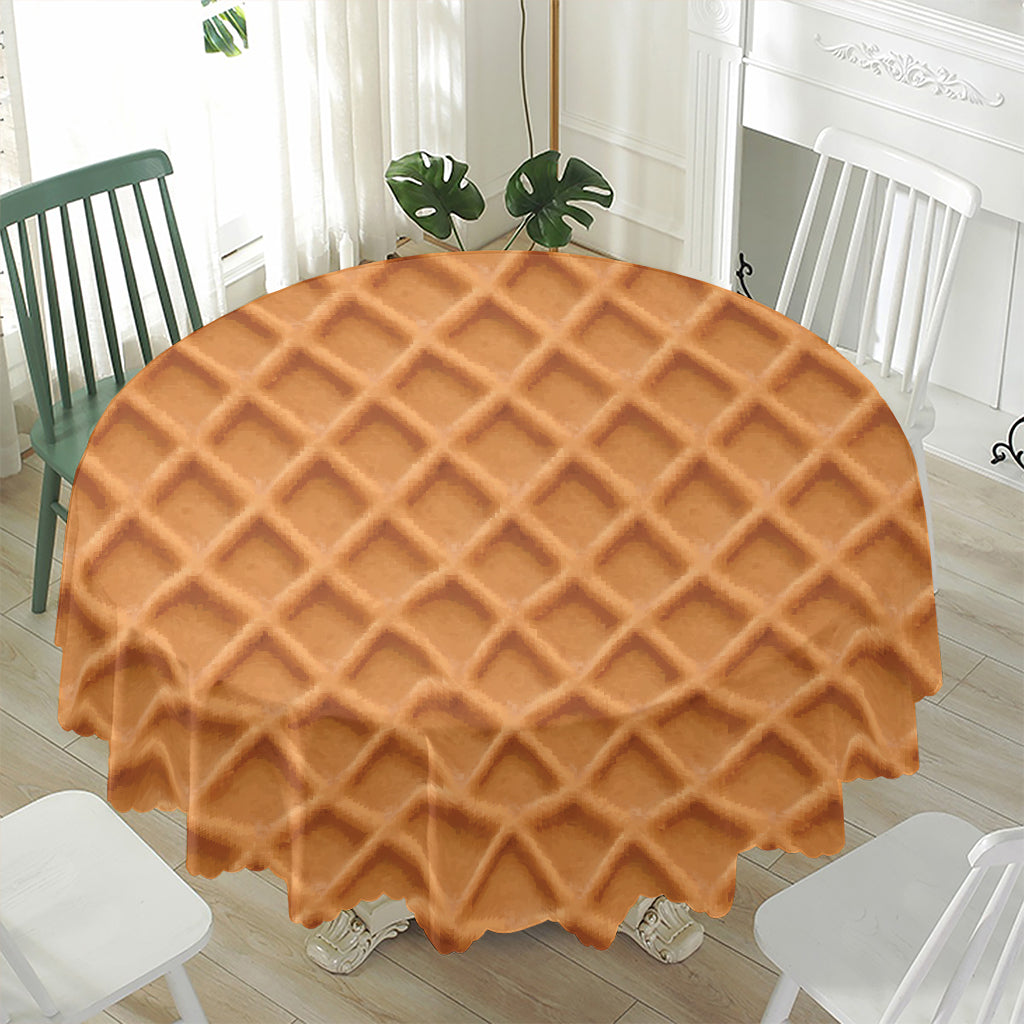 Waffle Pattern Print Waterproof Round Tablecloth