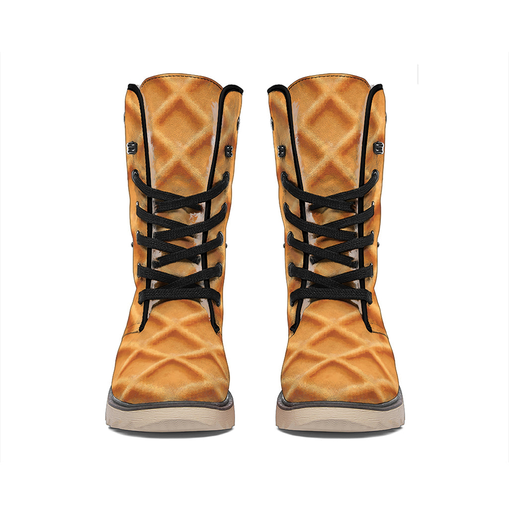 Waffle Pattern Print Winter Boots