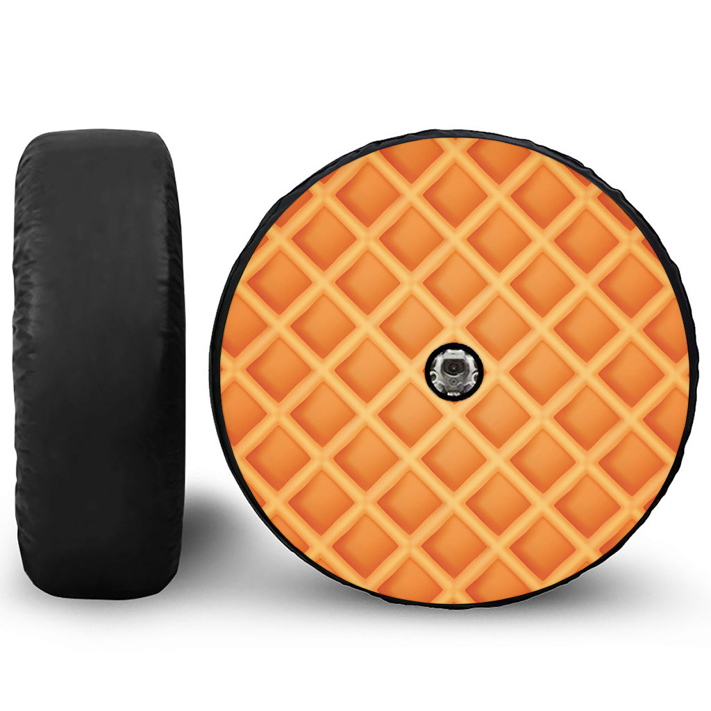 Waffle Print Tire Cover With Camera Hole