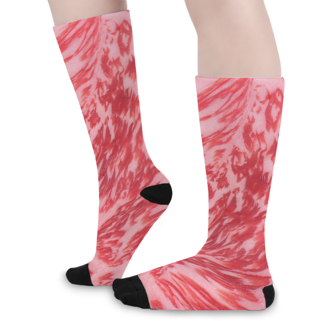 Wagyu Beef Meat Print Long Socks