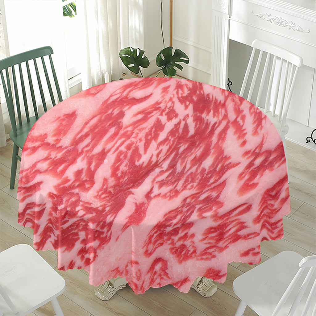 Wagyu Beef Meat Print Waterproof Round Tablecloth