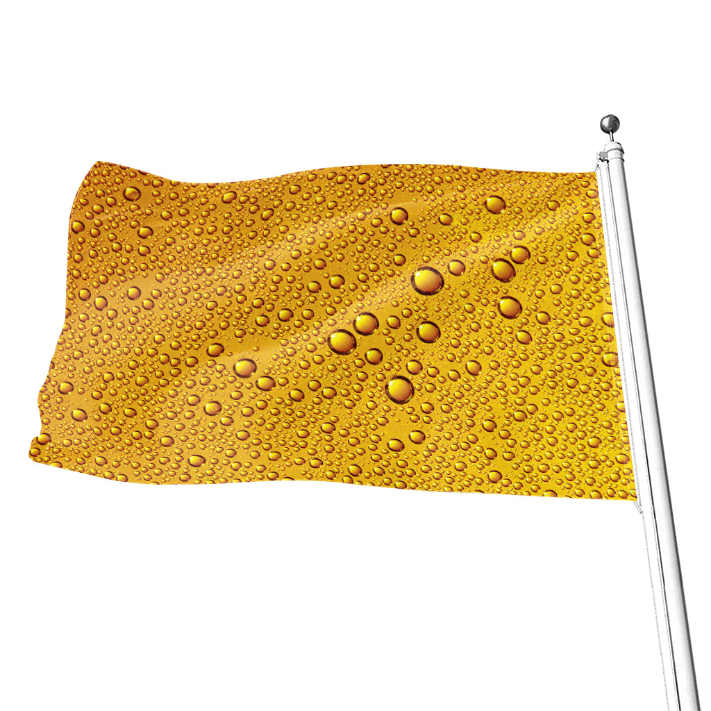 Water Drops On Beer Print Flag