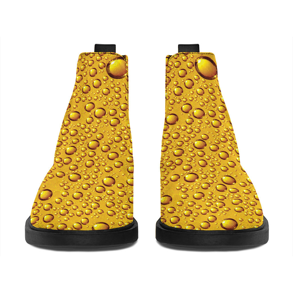 Water Drops On Beer Print Flat Ankle Boots