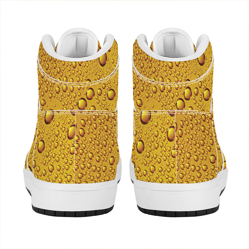 Water Drops On Beer Print High Top Leather Sneakers