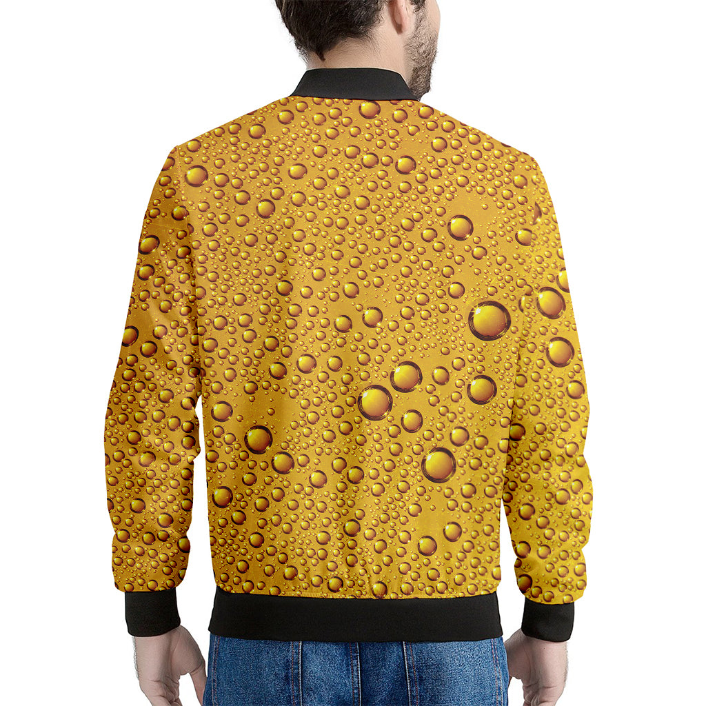 Water Drops On Beer Print Men's Bomber Jacket