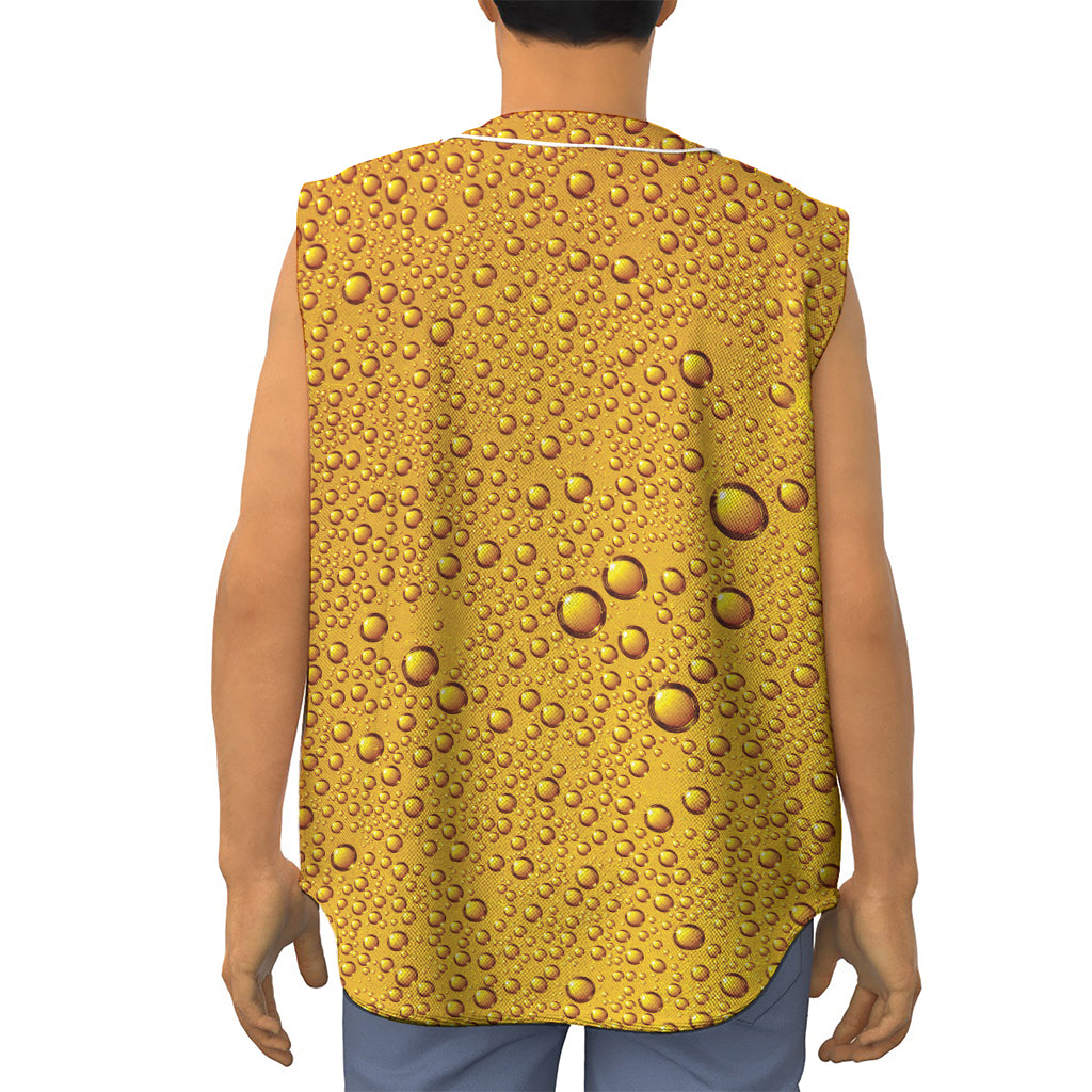 Water Drops On Beer Print Sleeveless Baseball Jersey