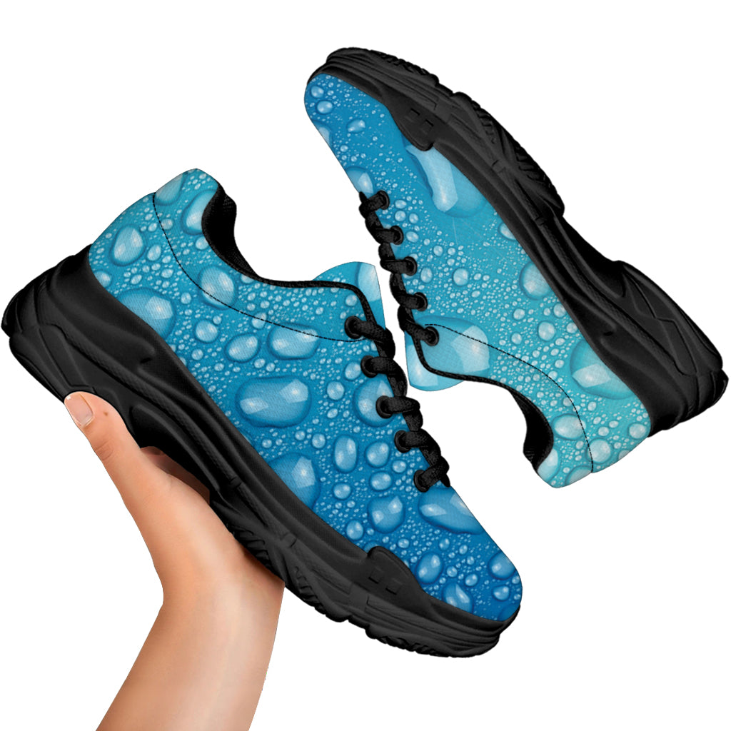 Water Drops Print Black Chunky Shoes