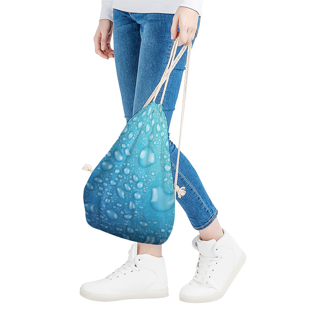 Water Drops Print Drawstring Bag