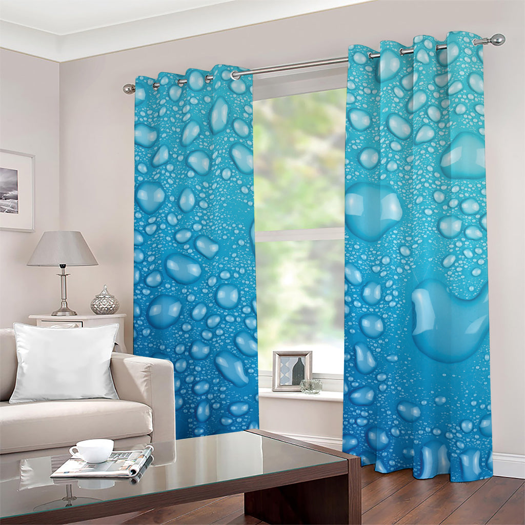 Water Drops Print Grommet Curtains