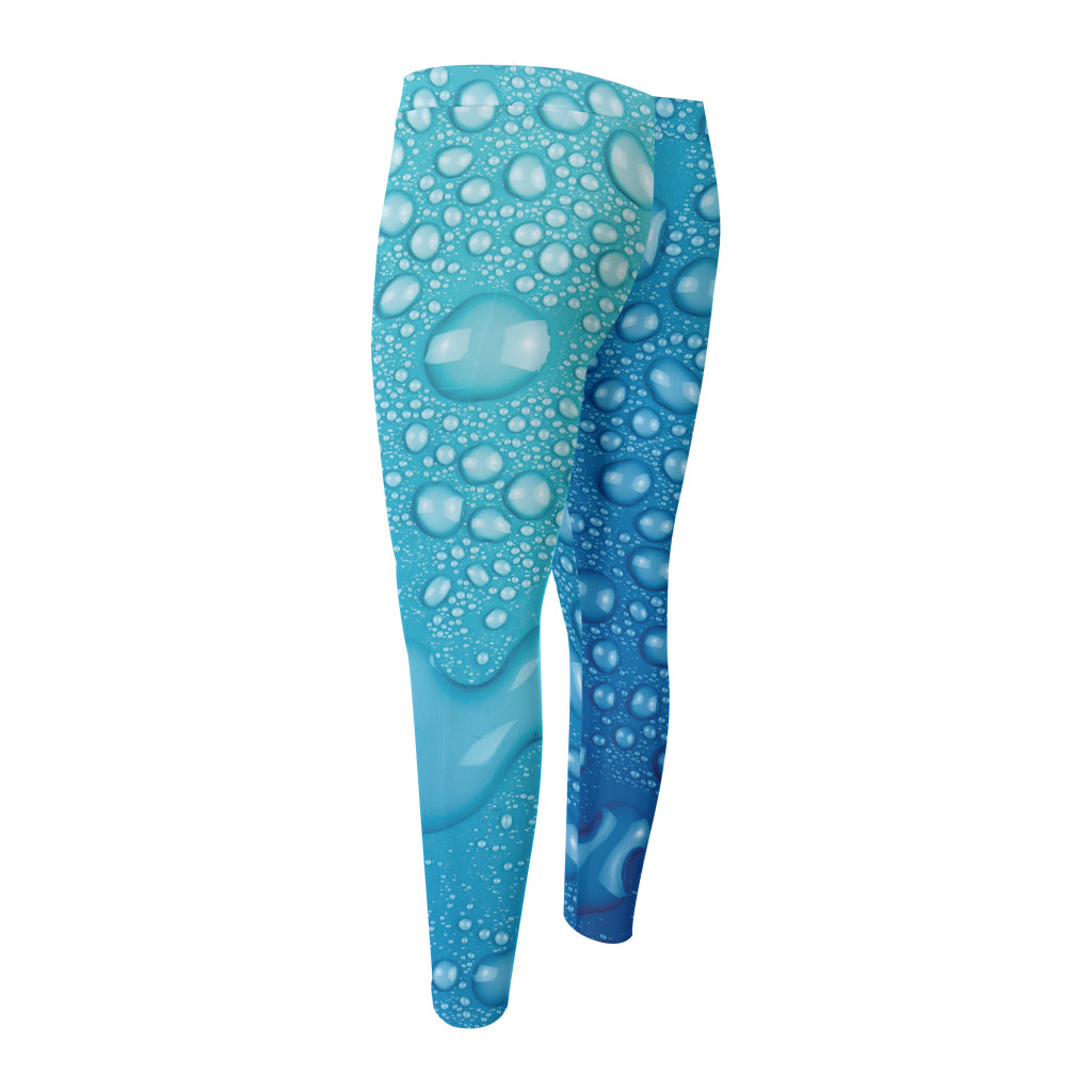 Water Drops Print Men's Compression Pants
