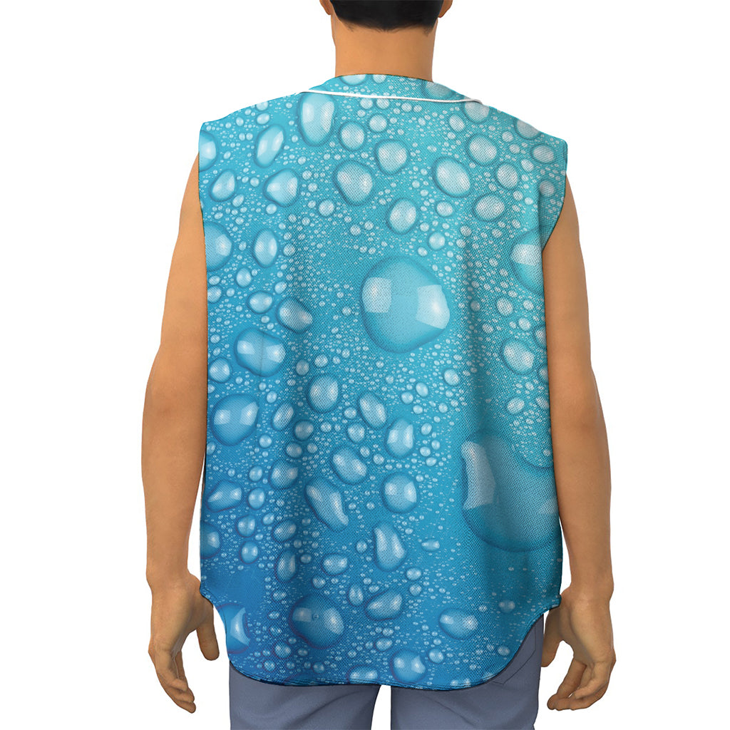 Water Drops Print Sleeveless Baseball Jersey