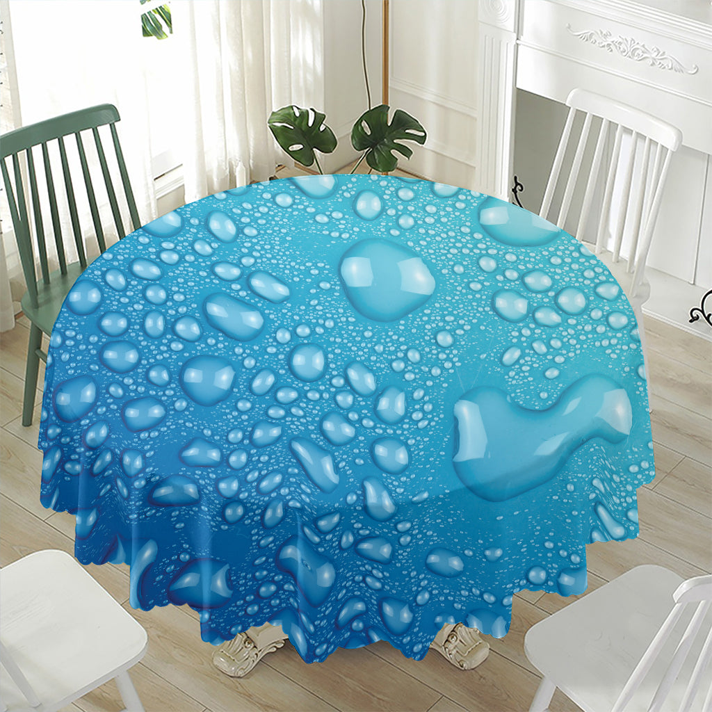 Water Drops Print Waterproof Round Tablecloth