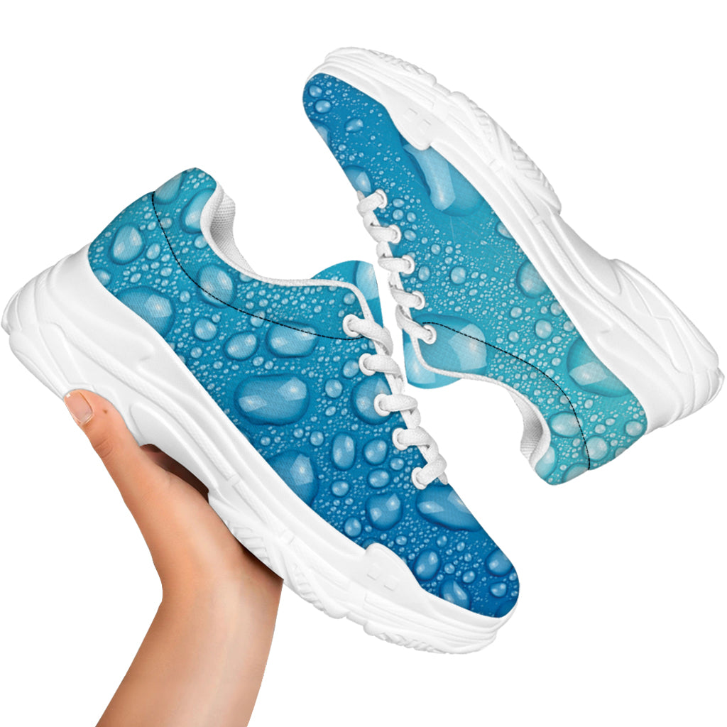 Water Drops Print White Chunky Shoes
