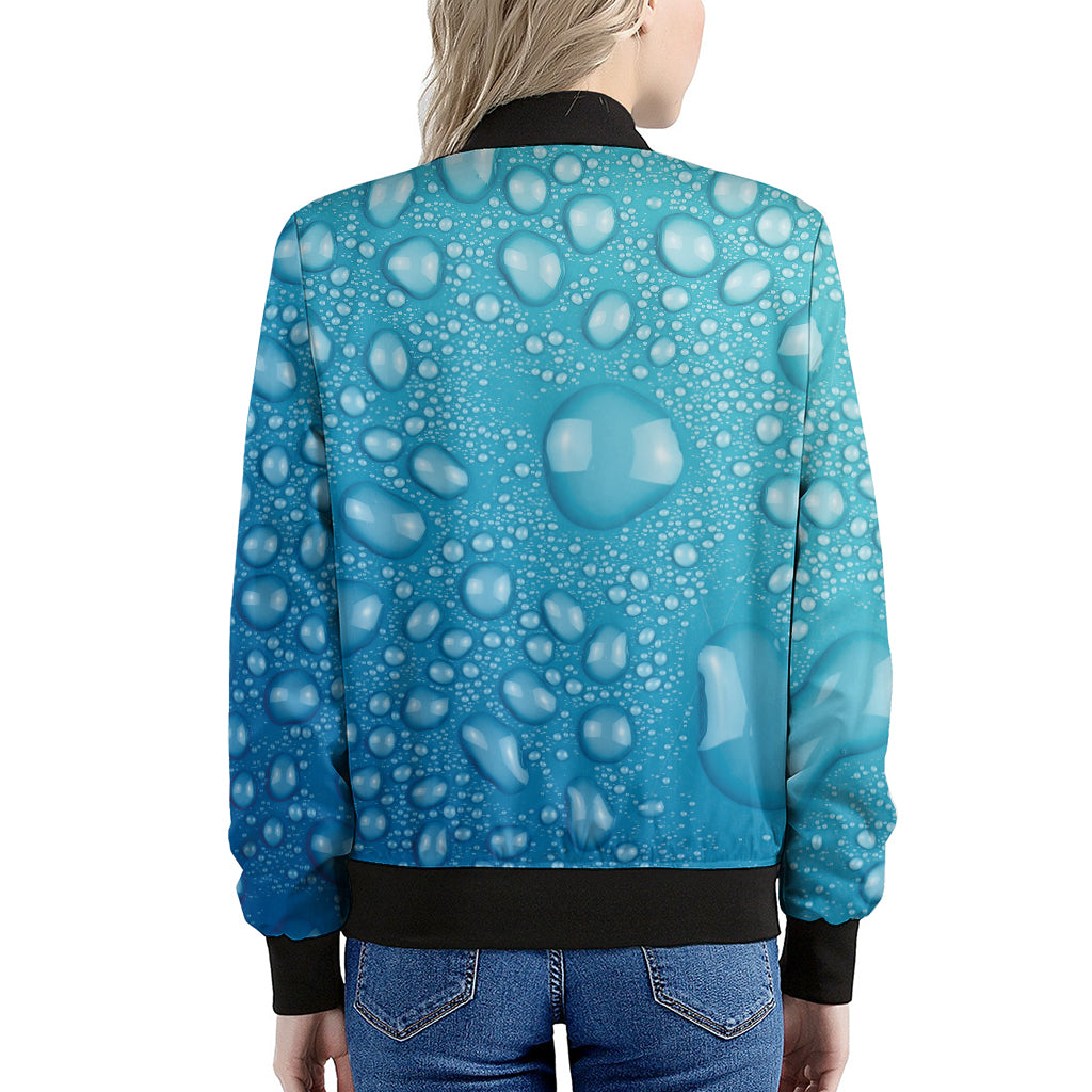 Water Drops Print Women's Bomber Jacket
