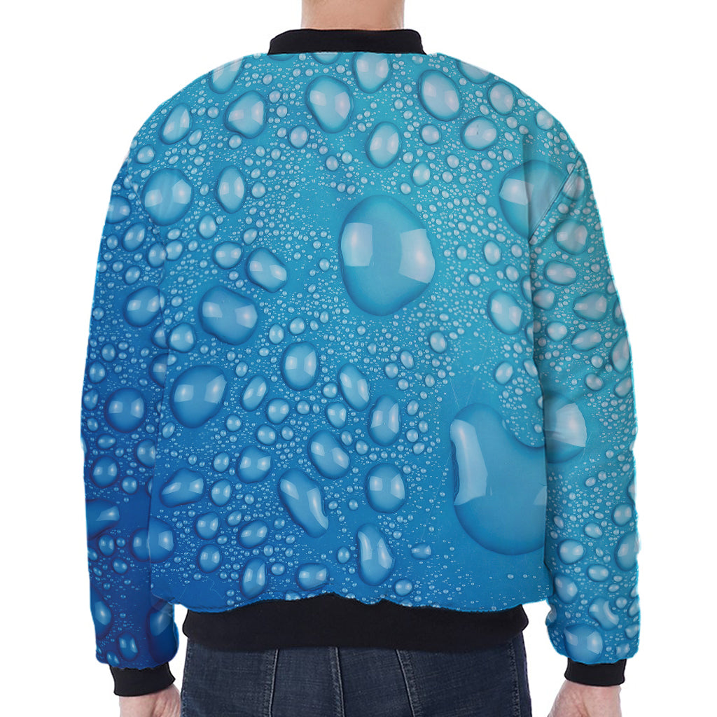 Water Drops Print Zip Sleeve Bomber Jacket