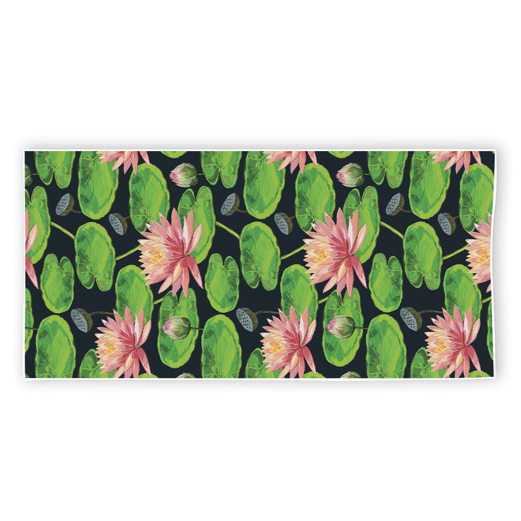 Water Lily Flower Pattern Print Beach Towel