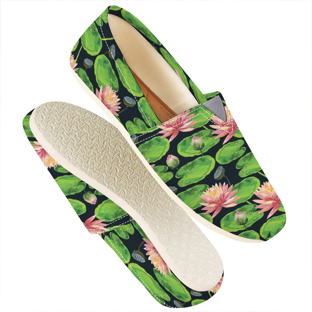 Water Lily Flower Pattern Print Casual Shoes