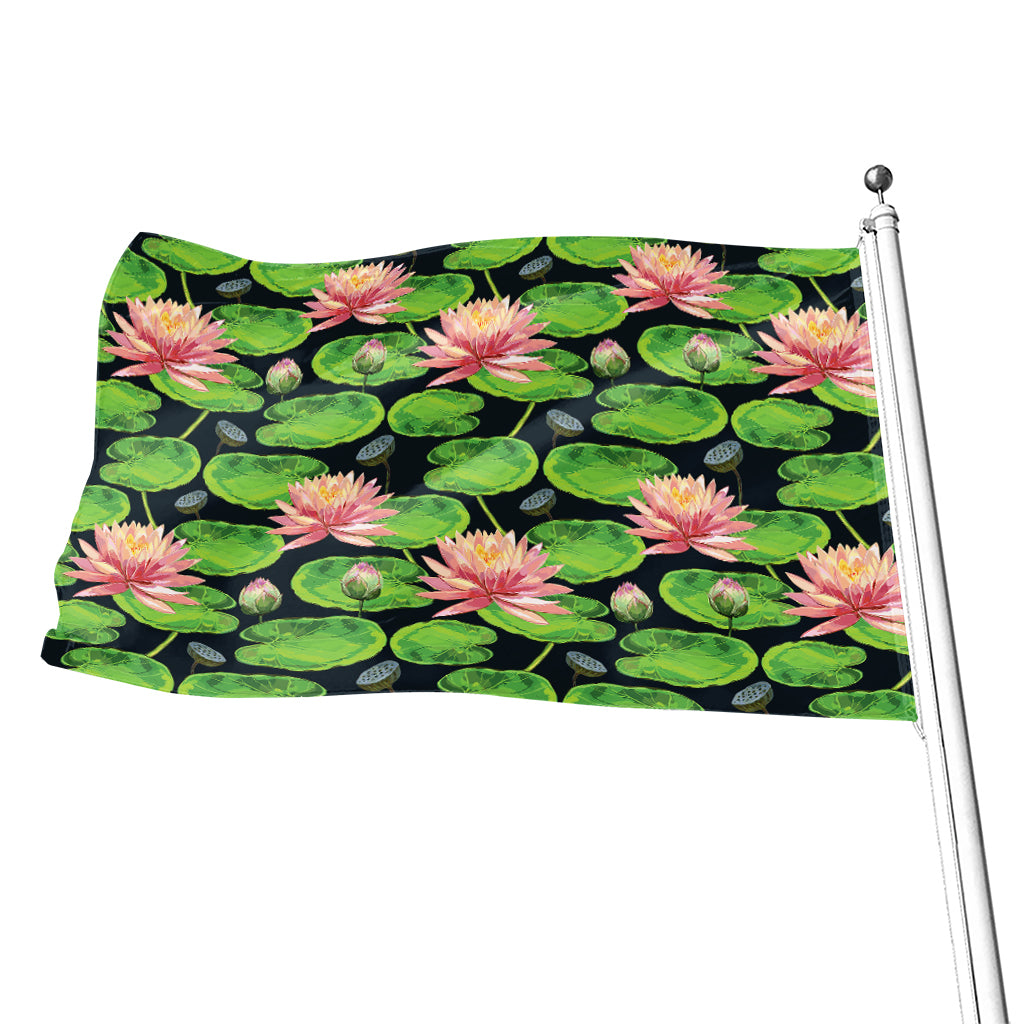Water Lily Flower Pattern Print Flag
