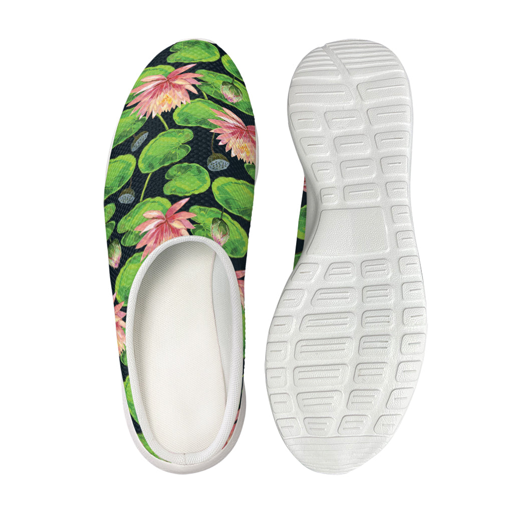 Water Lily Flower Pattern Print Mesh Casual Shoes
