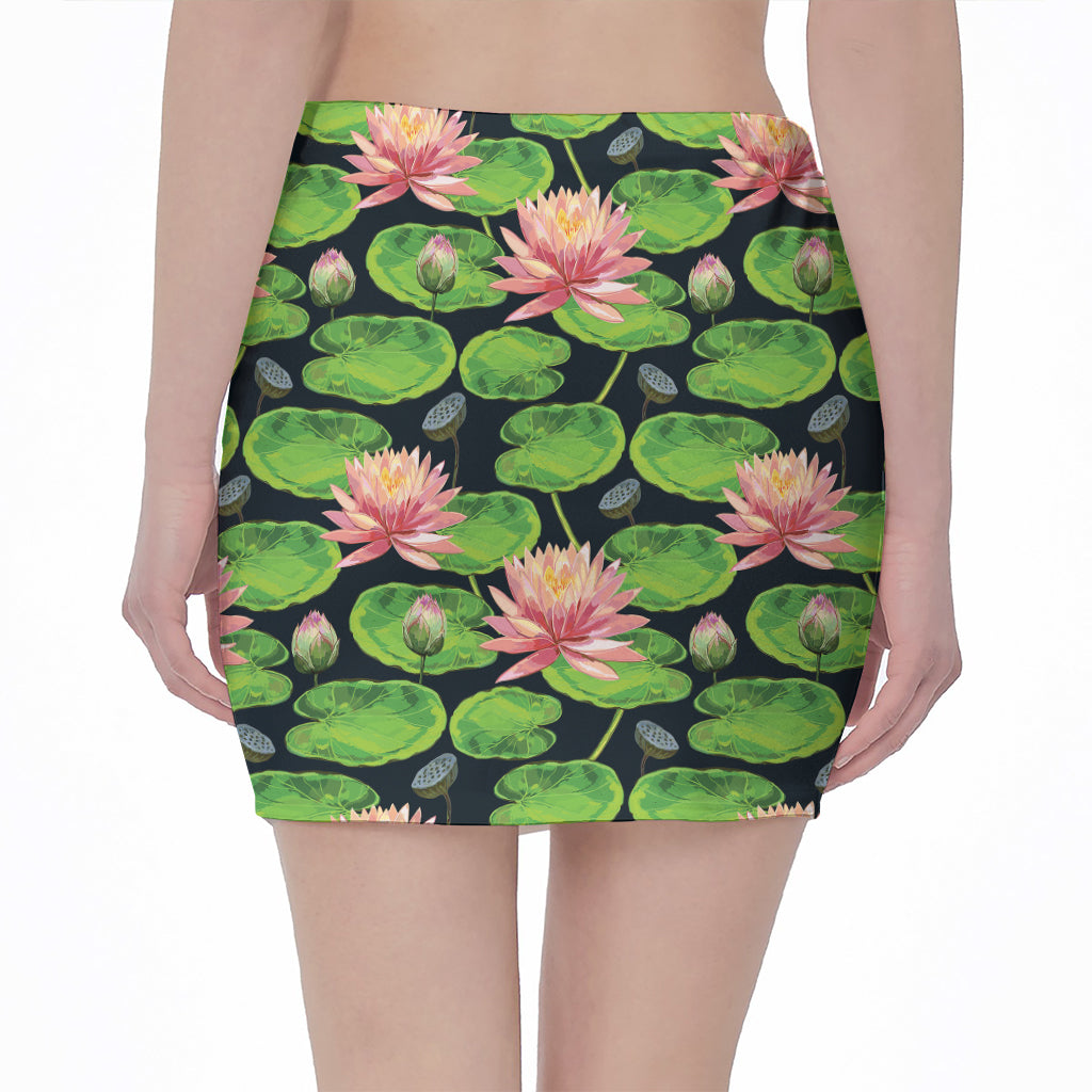 Water Lily Flower Pattern Print Pencil Mini Skirt – GearFrost