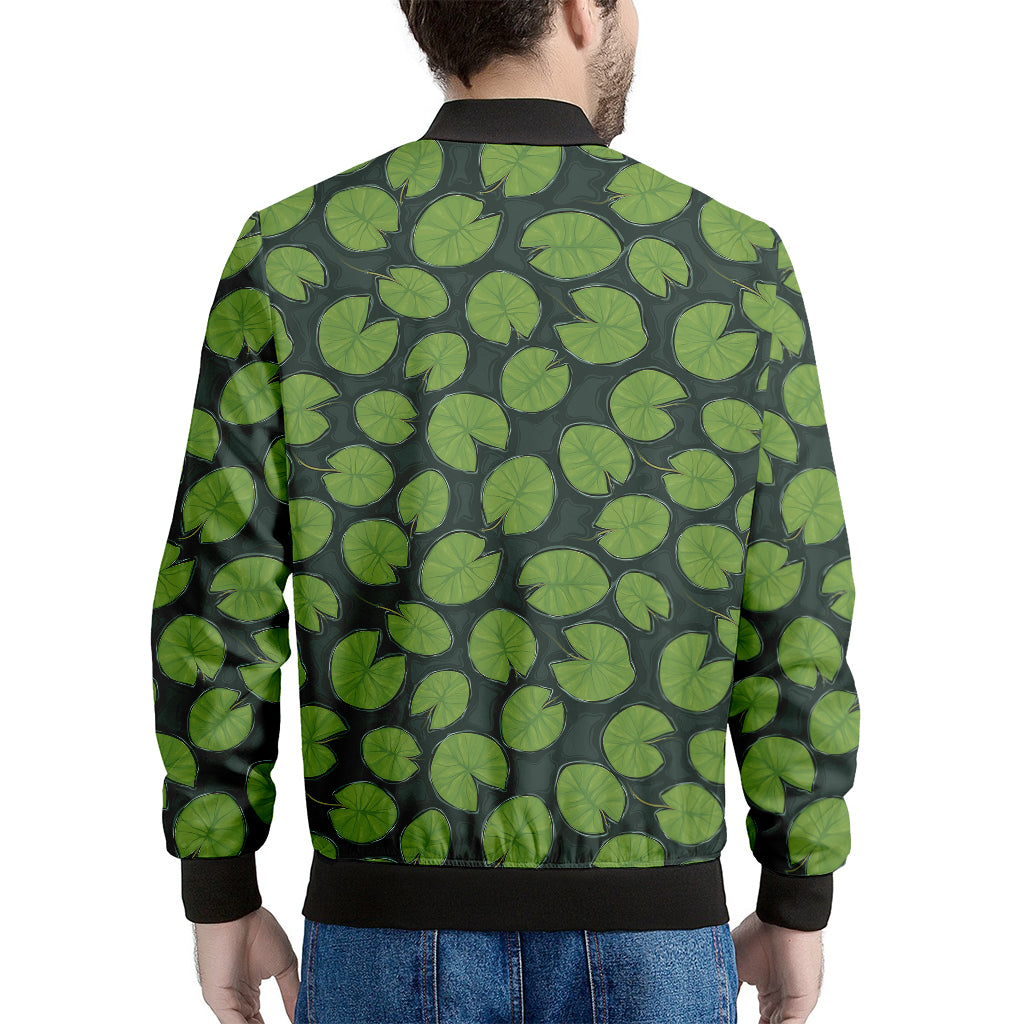 Water Lily Pads Pattern Print Men's Bomber Jacket