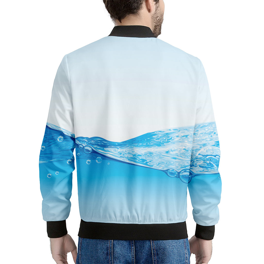 Water Wave Print Men's Bomber Jacket
