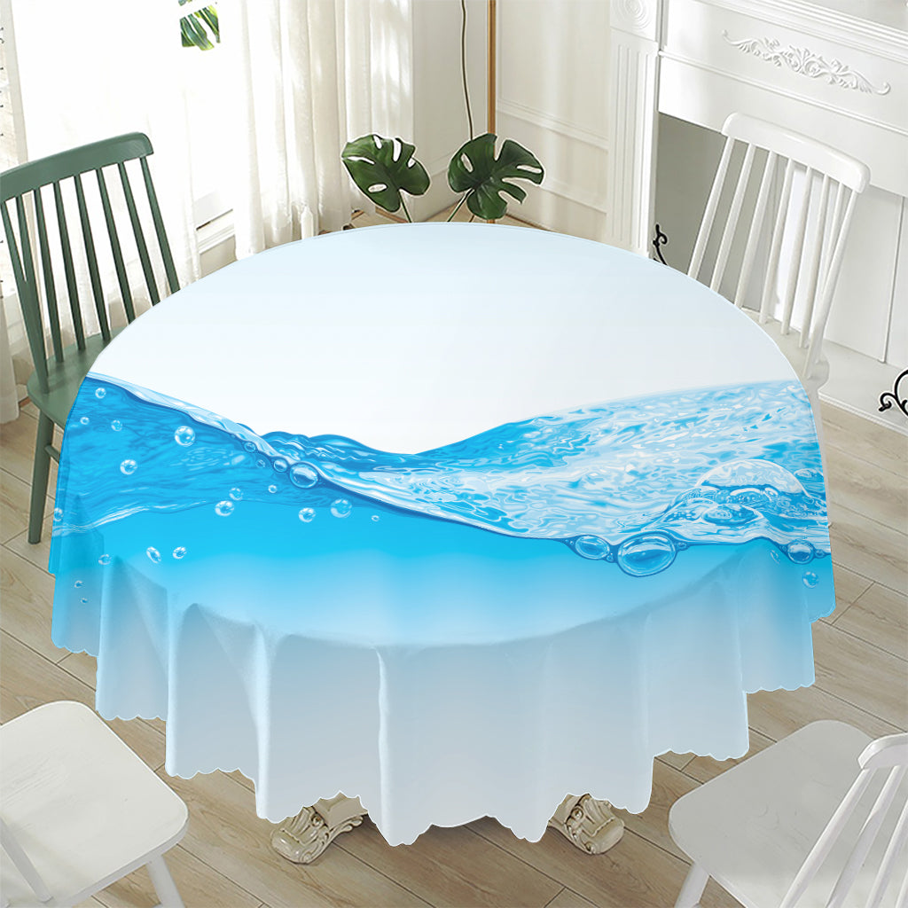 Water Wave Print Waterproof Round Tablecloth