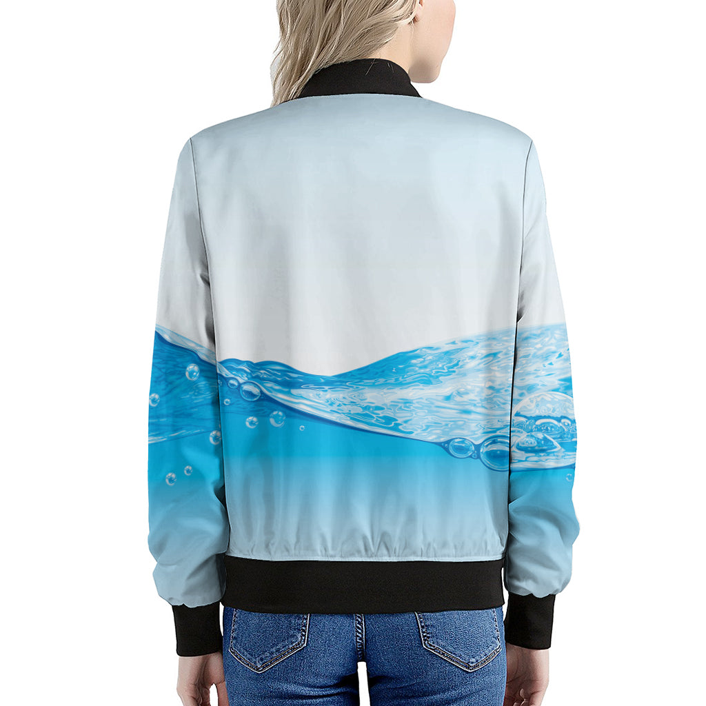 Water Wave Print Women's Bomber Jacket