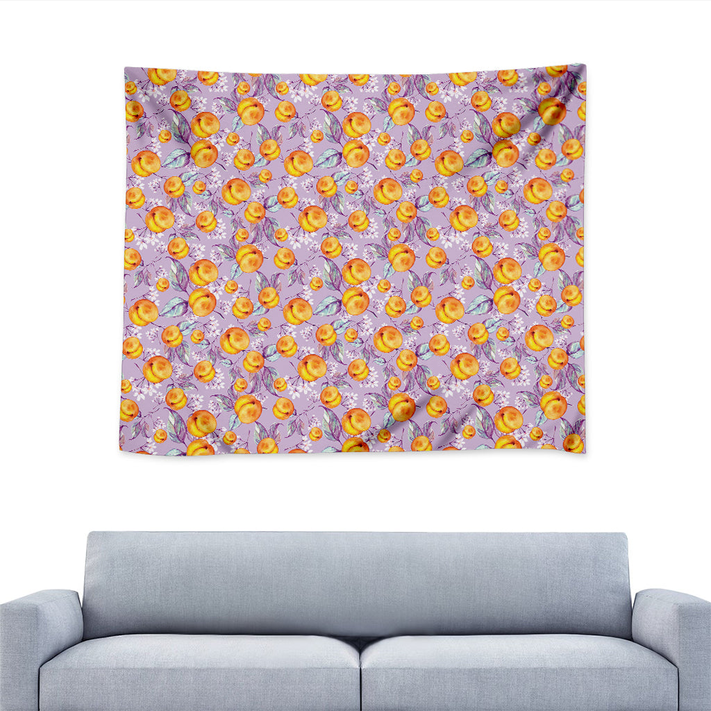 Watercolor Apricot Fruit Pattern Print Tapestry