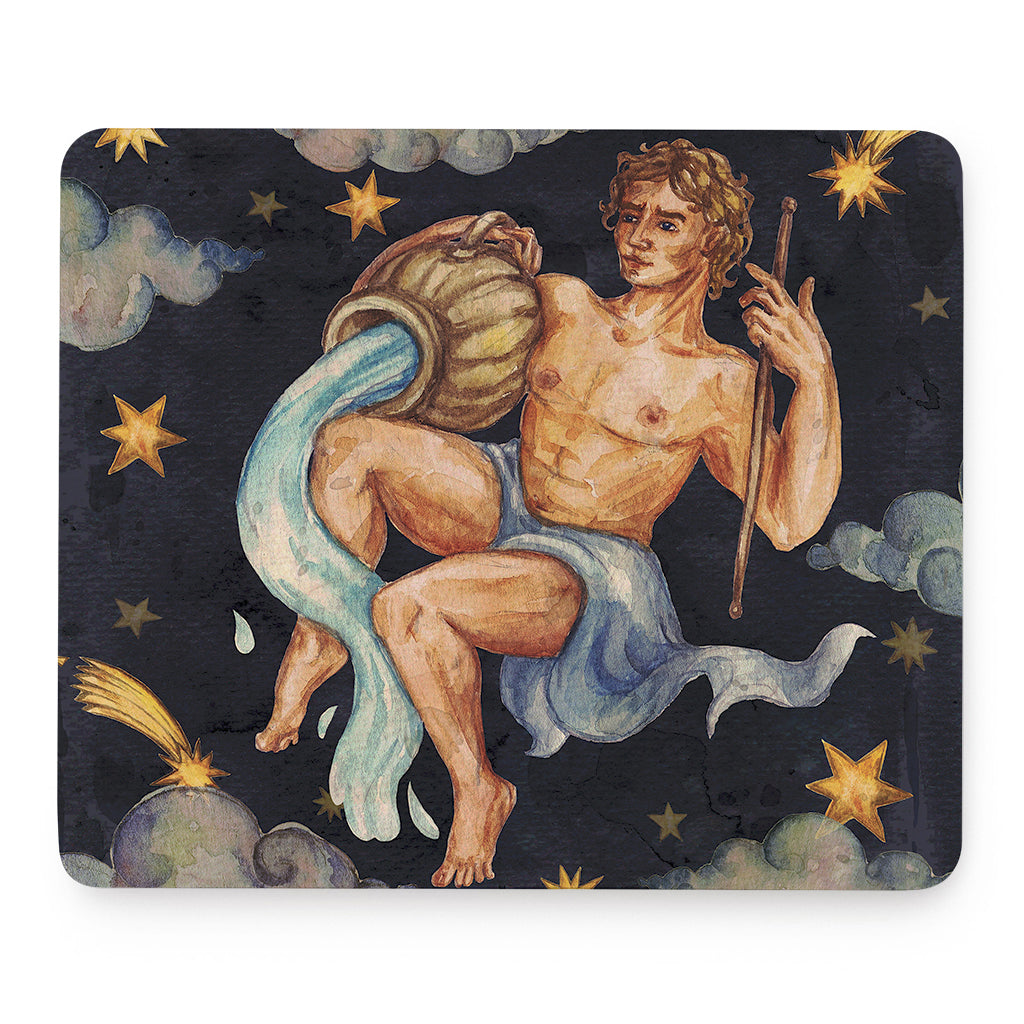 Watercolor Aquarius Zodiac Sign Print Mouse Pad