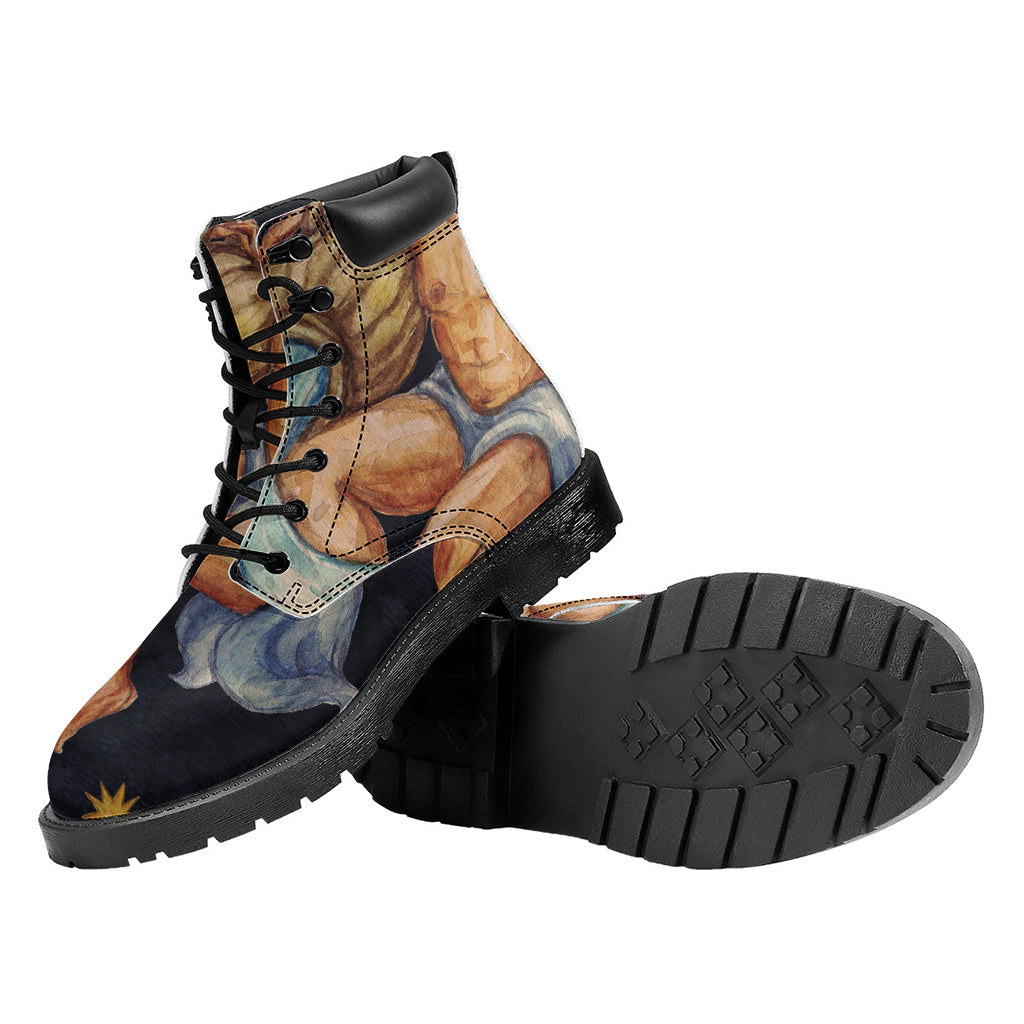 Watercolor Aquarius Zodiac Sign Print Work Boots