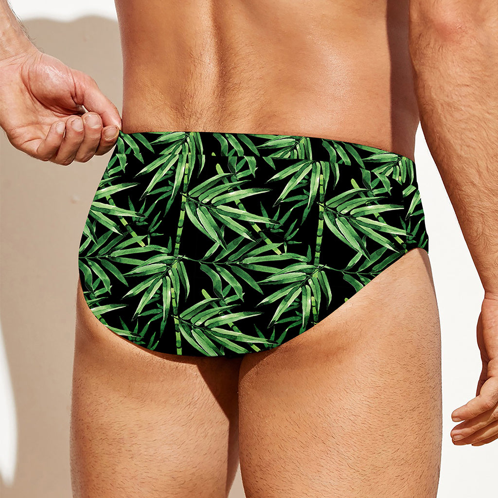 Watercolor Bamboo Pattern Print Men's Swim Briefs