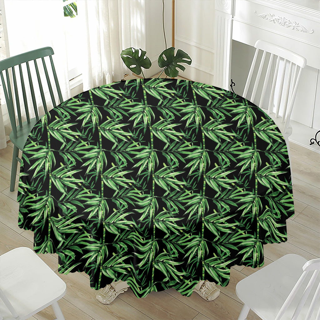 Watercolor Bamboo Pattern Print Waterproof Round Tablecloth