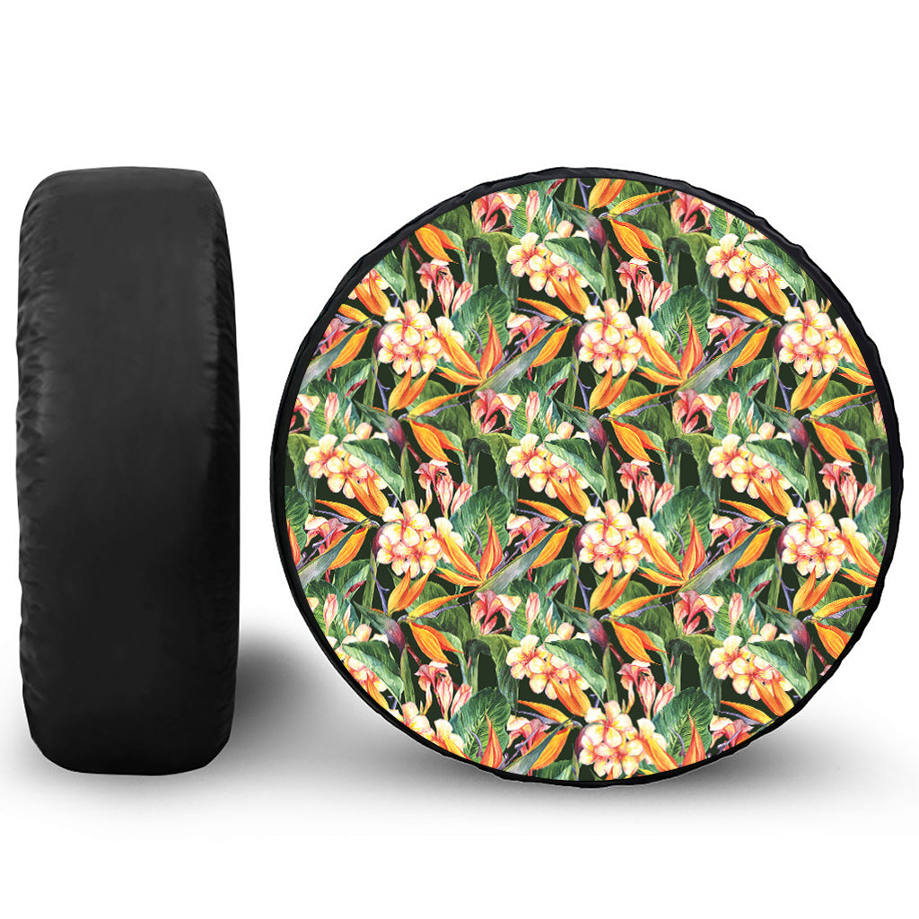 Watercolor Bird Of Paradise Print Tire Cover