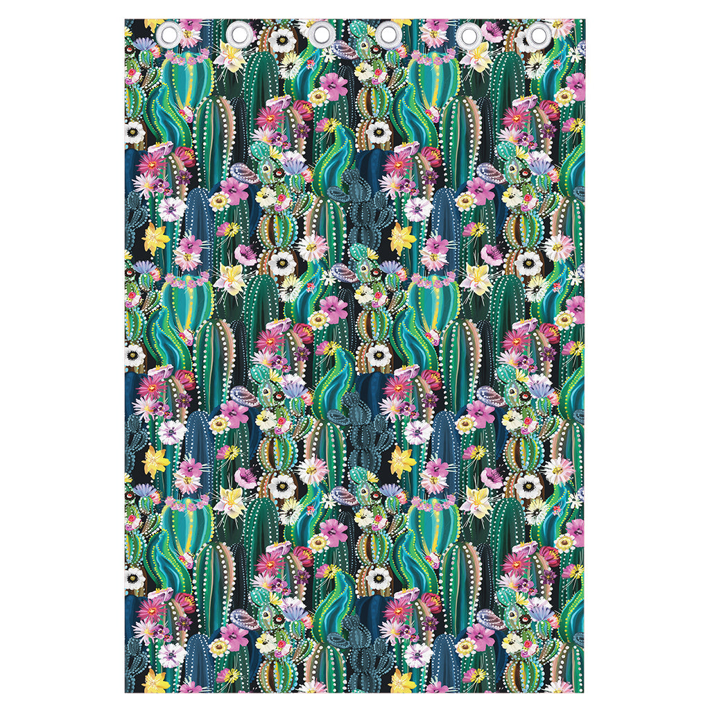 Watercolor Blooming Cactus Print Curtain