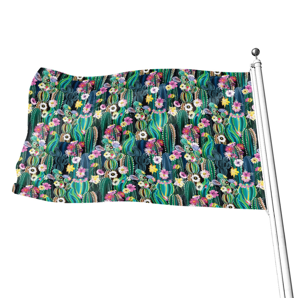 Watercolor Blooming Cactus Print Flag