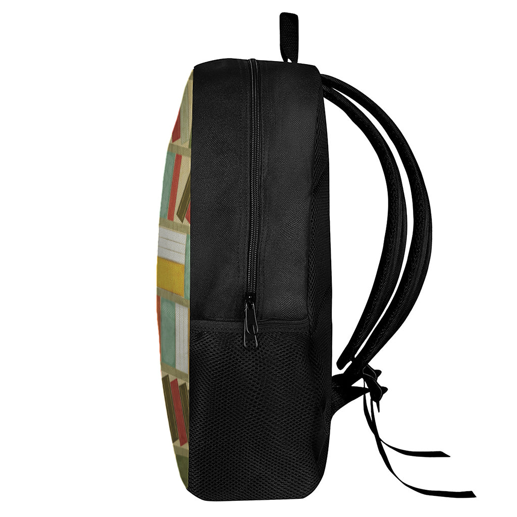 Watercolor Bookshelf Pattern Print 17 Inch Backpack