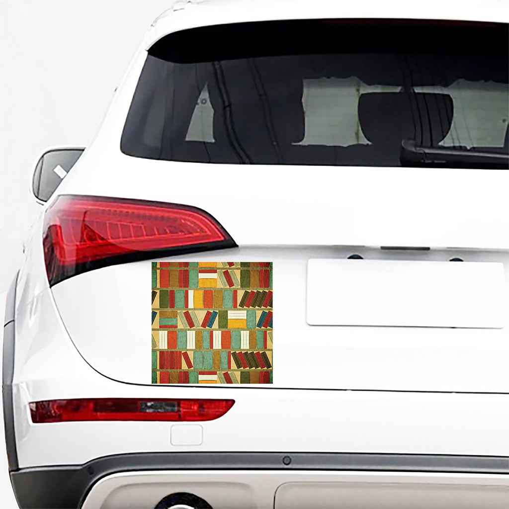 Watercolor Bookshelf Pattern Print Car Sticker