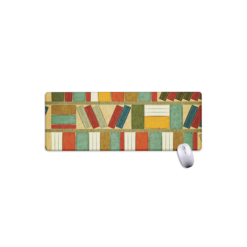 Watercolor Bookshelf Pattern Print Extended Mouse Pad