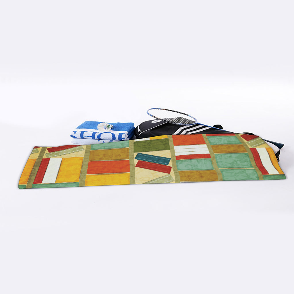 Watercolor Bookshelf Pattern Print Sports Towel