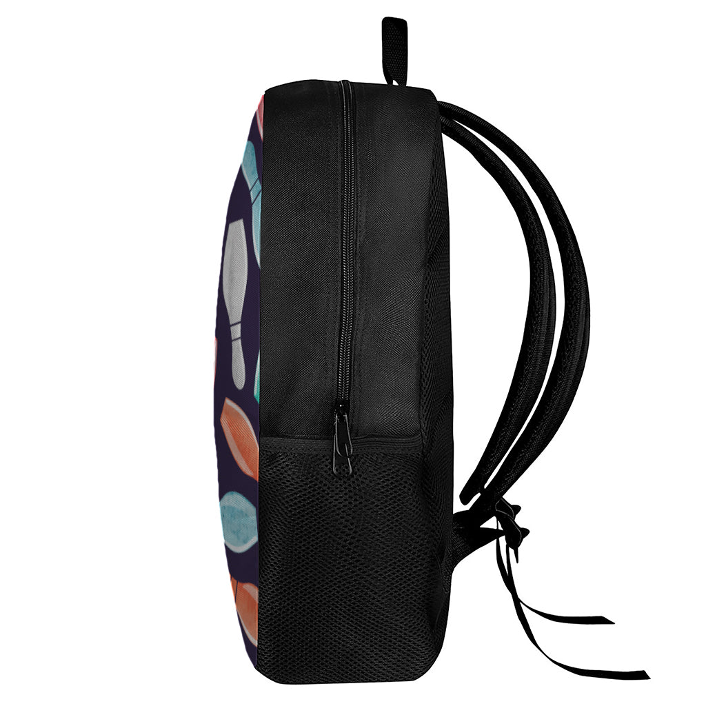 Watercolor Bowling Pins Pattern Print 17 Inch Backpack