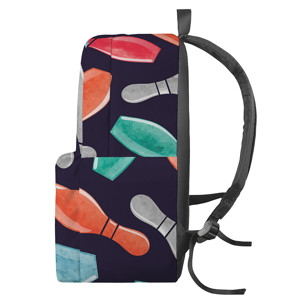 Watercolor Bowling Pins Pattern Print Backpack