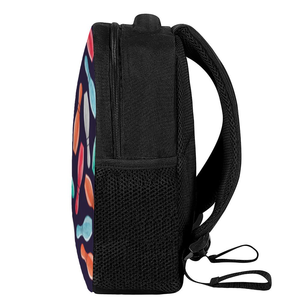 Watercolor Bowling Pins Pattern Print Casual Backpack