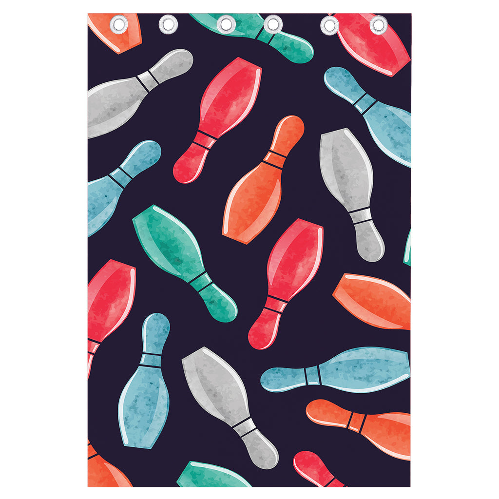 Watercolor Bowling Pins Pattern Print Curtain