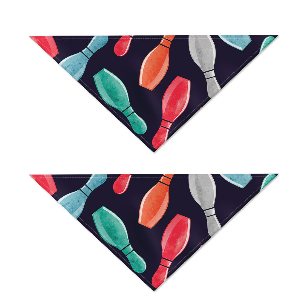 Watercolor Bowling Pins Pattern Print Dog Bandana