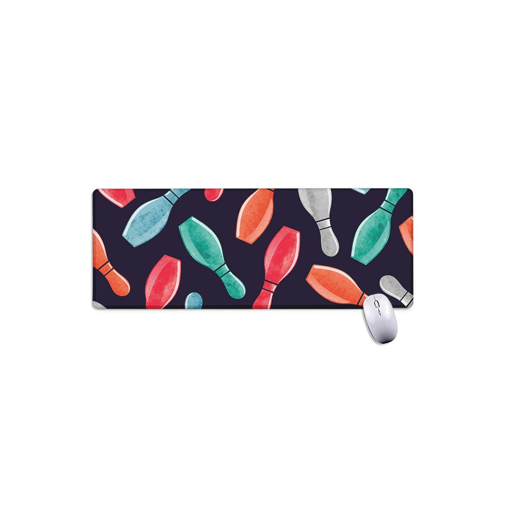 Watercolor Bowling Pins Pattern Print Extended Mouse Pad